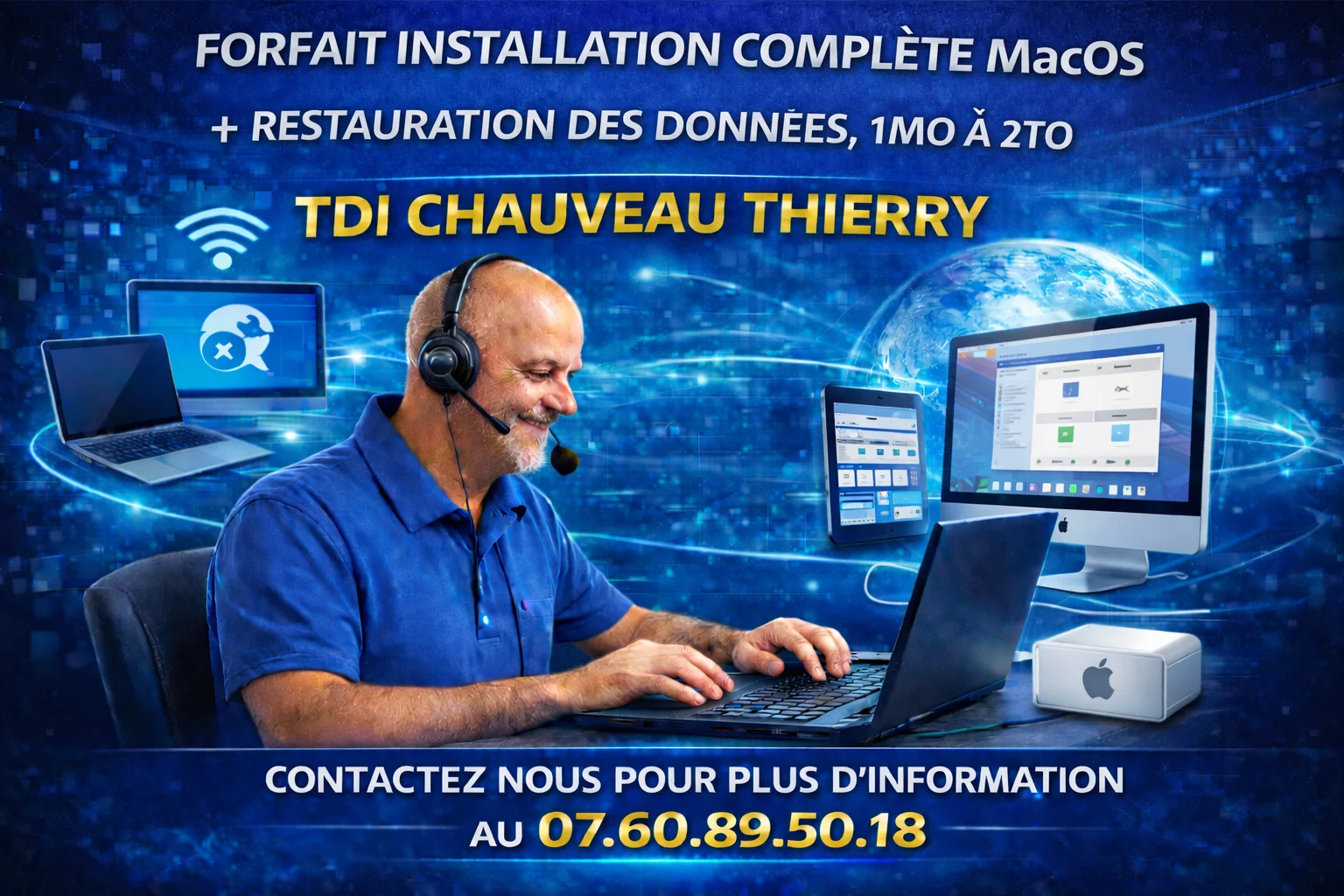 Forfait(s) Installation complète MacOs et restauration des données, 1 Mo à 2 To de volume à traiter sur Devis 