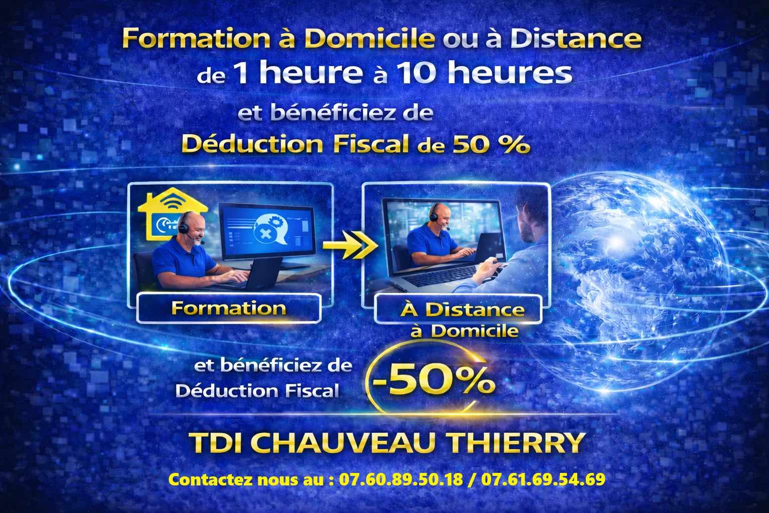 Formation à Distance - Forfait de 1 heure à 10 heure Déduction Fiscal de 50 %