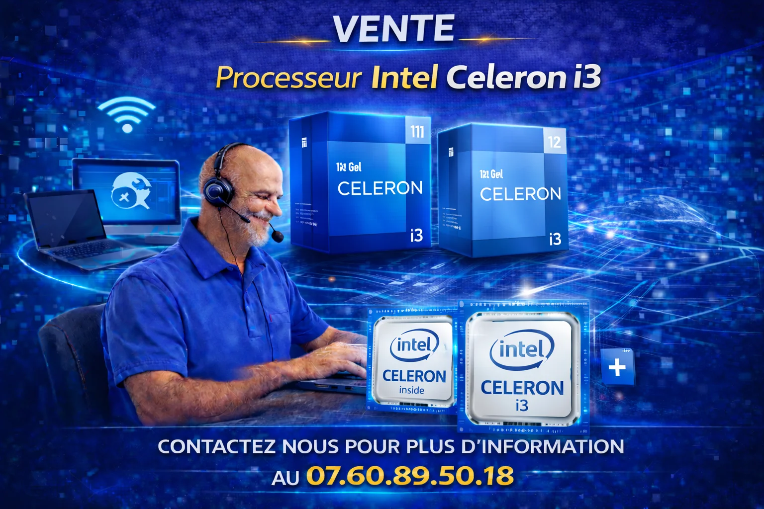 Processeur Intel Celeron SL4JW kp 650/128 650 MHz/128 Ko/100 MHz- REMIS A NEUF