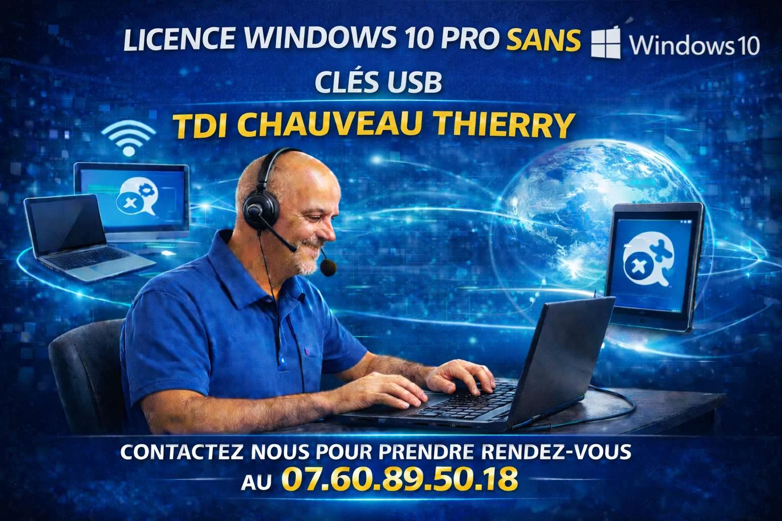 Licence Windows 10 Pro sans clés USB