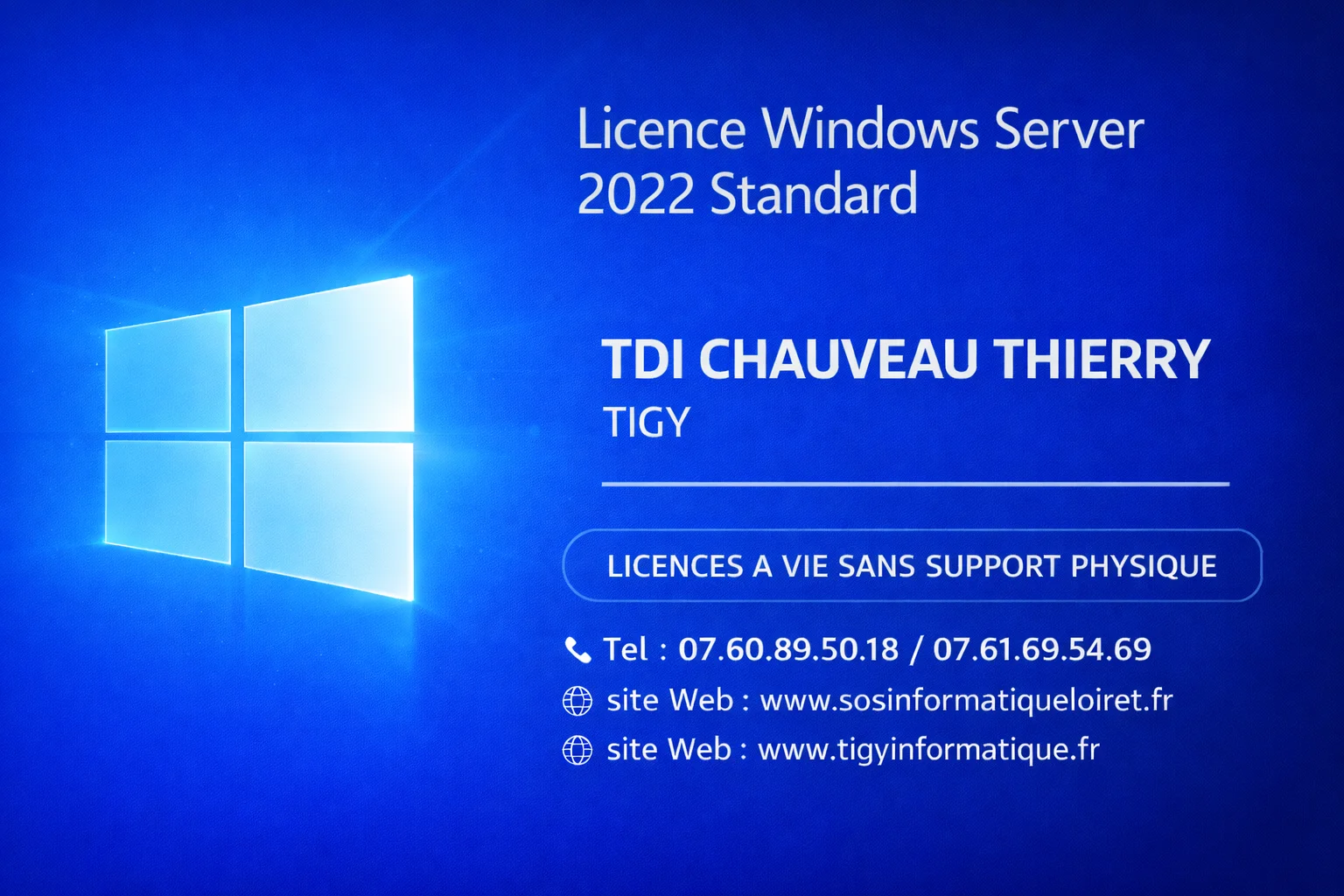 Licence Windows Server 2022 Standard  et Logiciel sur clés USB Bootable