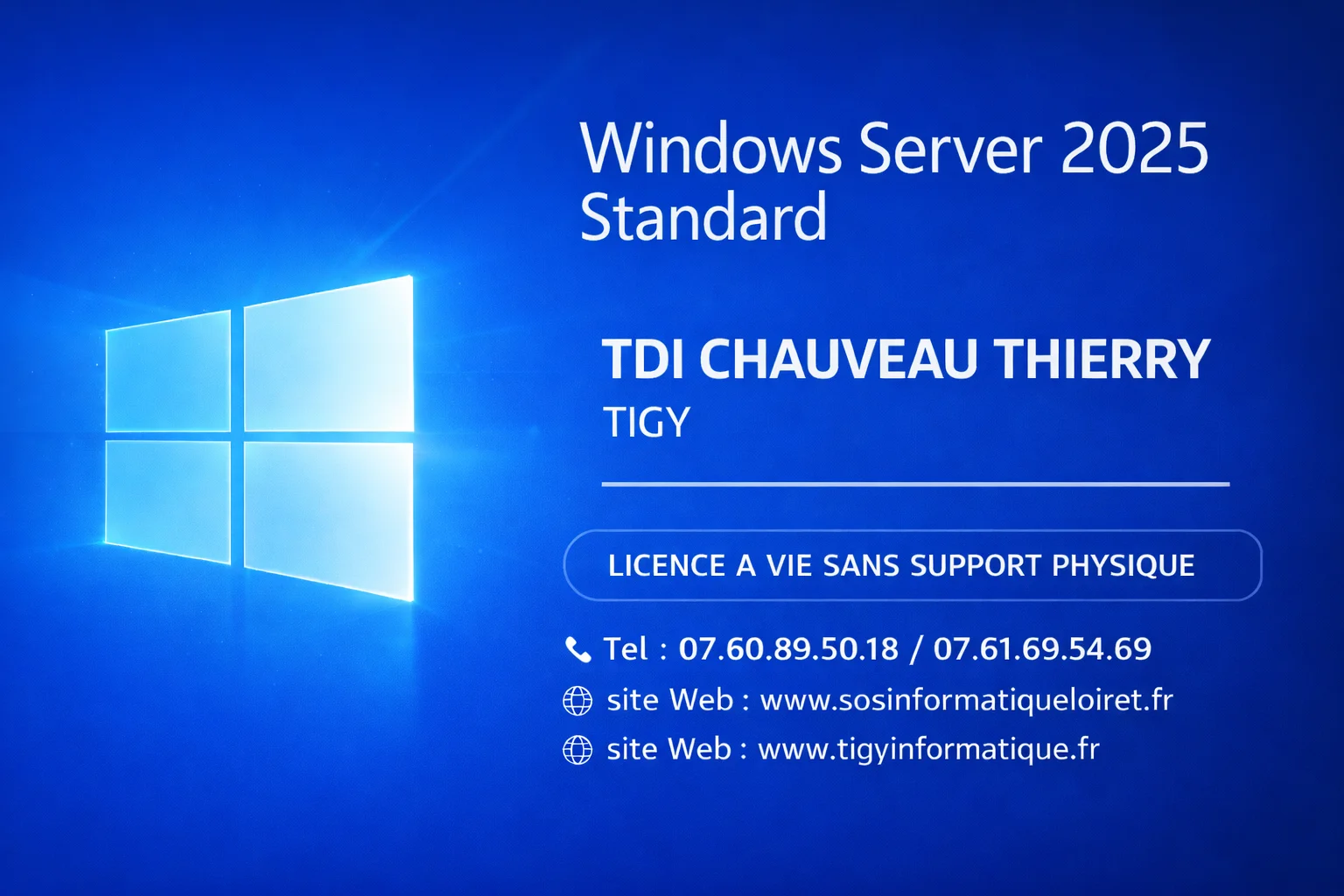 Licence Microsoft Windows Server 2025 Standard sur clés USB ou téléchargement