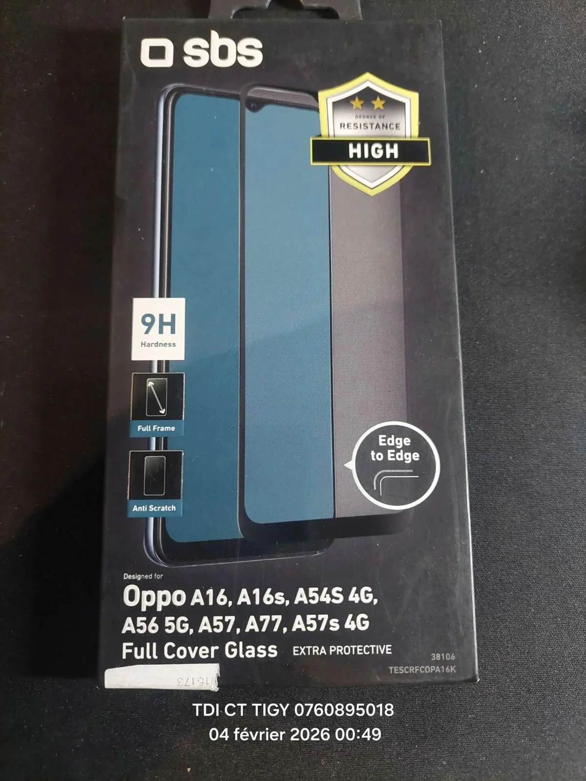 Protection écran en verre Full Cover pour Oppo A16/A16s/A18/A54s 4G/A56 5G/A57/A57s 4G/A77 5G