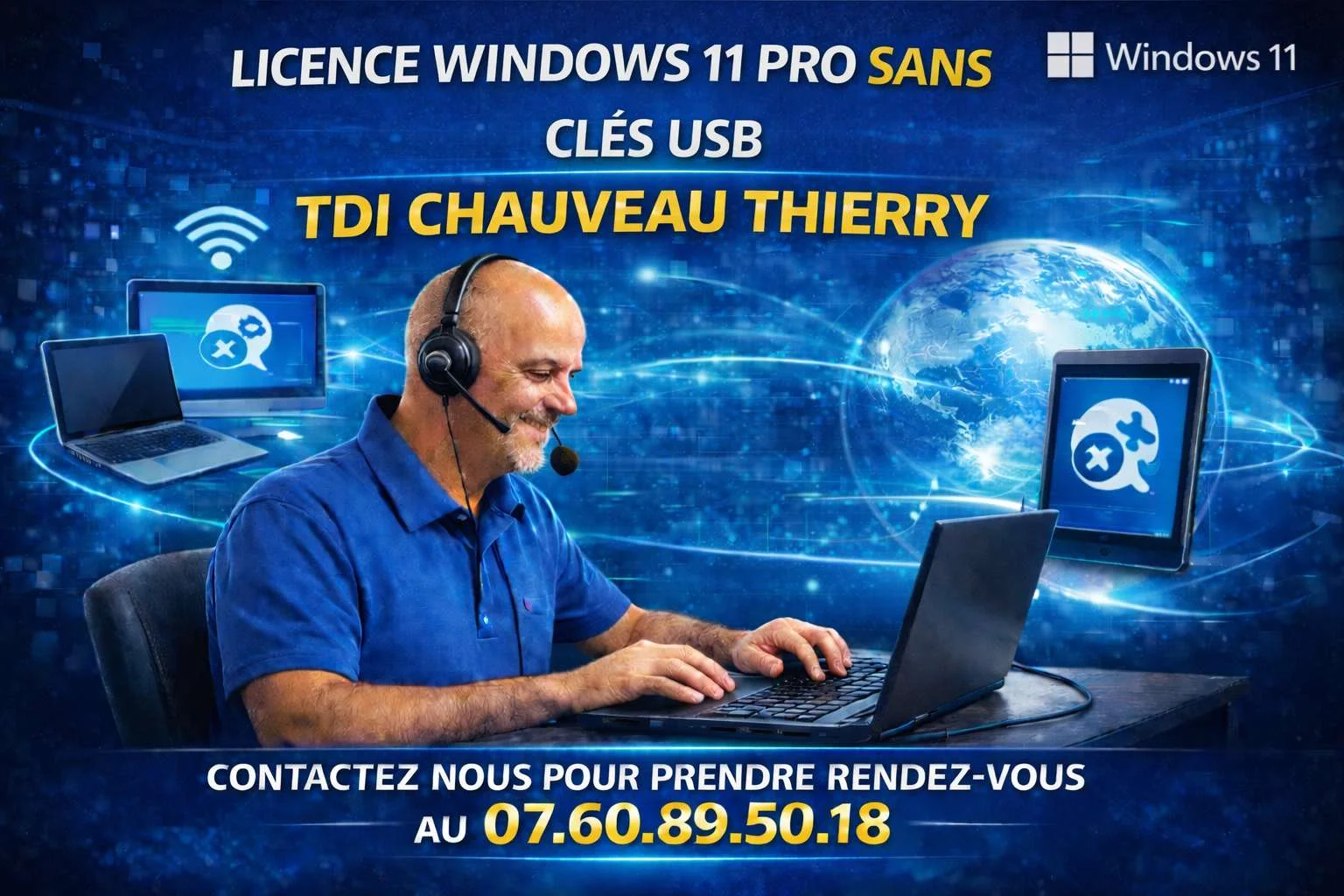 Licence Windows 11 Pro sans clés USB