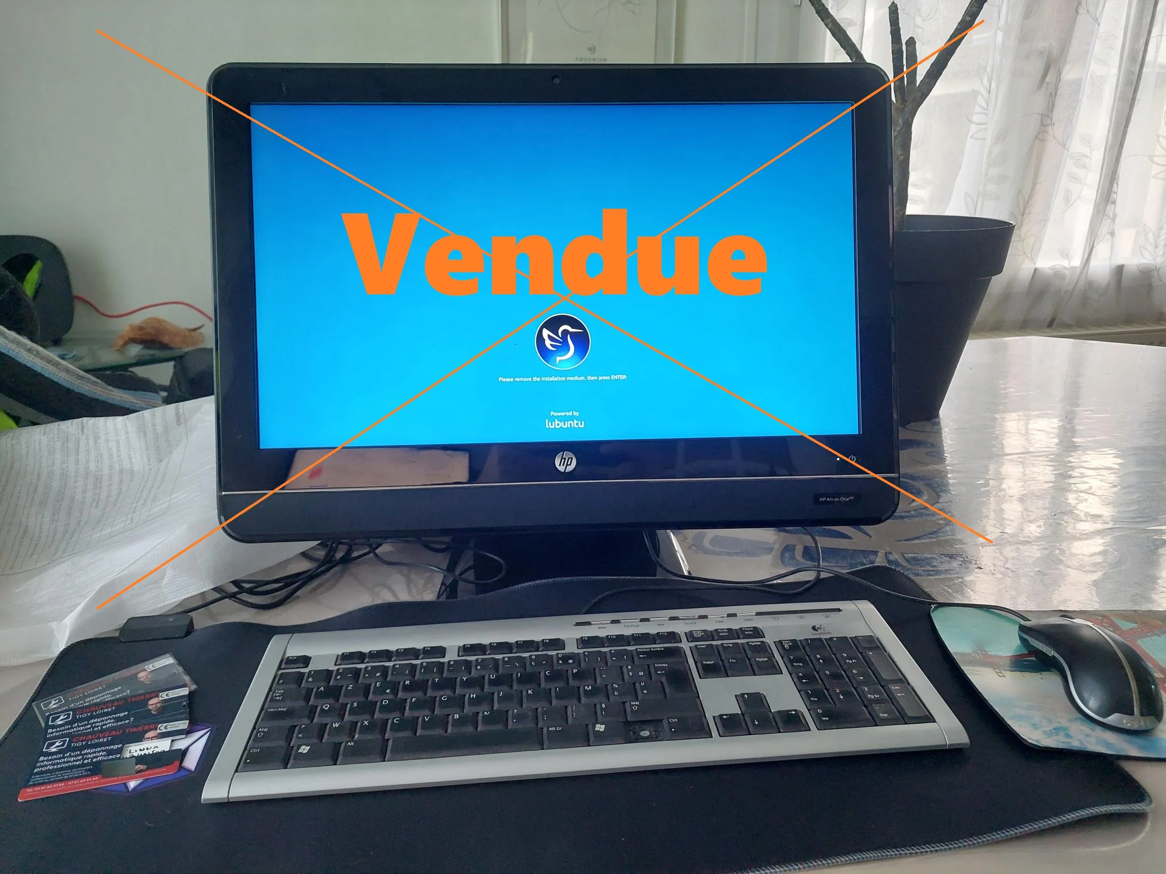 PC TOUT EN UN  - HP 200-5120fr 21,5"  TFT  OS lubuntu-24.04.3 linux