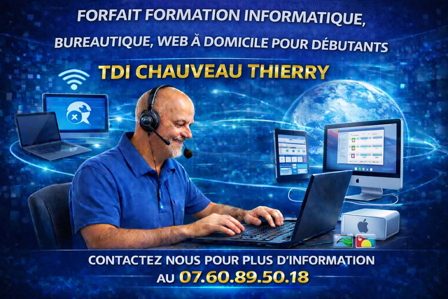 Forfait Formation informatique, Bureautique, Web à domicile pour débutants