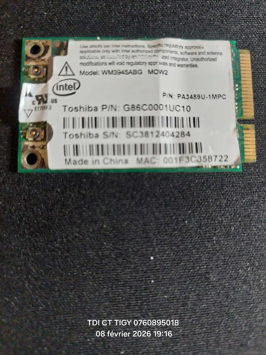 carte-wifi-thoshiba-model-WM3945ABG-ANATEL-IDA-STANDARS-D802941.OCASSION