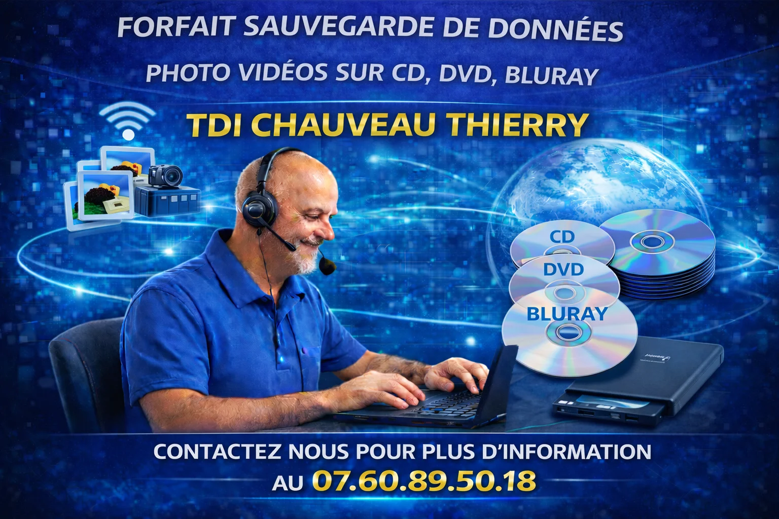 Forfait Sauvegarde De Données Photo Vidéos sur CD, DVD, BLURAY